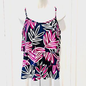 Caribbean Joe Island Supply Co.-Women's-Sz10-Tier Ruffled Tropical Tankini-Beach
